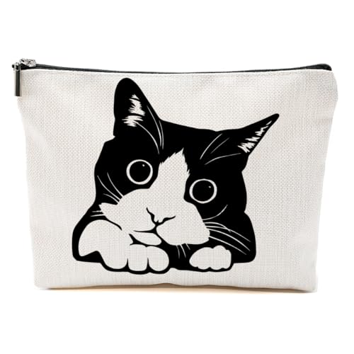 Katzengeschenke für Frauen, Katzenliebhaber, lustige Make-up-Tasche, Katzen-Themen-Geschenke für Frauen, Katzenbesitzer, Krummkopf-Katze, 9.6*7.1 inch Katzengeschenke für Frauen, Katzenliebhaber, lustige Make-up-Tasche, Katzen-Themen-Geschenke für Frauen, Katzenbesitzer, Krummkopf-Katze, 9.6*7.1 inch von BQXH