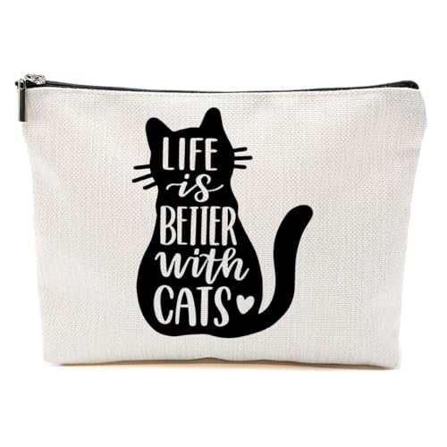 【Lustige Damen Katze Geschenke】Make-up-Tasche, Kosmetiktasche für Katzenliebhaber, perfekt für Weihnachten, Thanksgiving, Geburtstag 【Lustige Damen Katze Geschenke】Make-up-Tasche, Kosmetiktasche für Katzenliebhaber, perfekt für Weihnachten, Thanksgiving, Geburtstag von BQXH