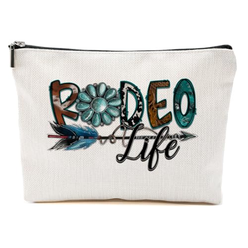 Western Stuff, Country Stuff Western-Make-up-Tasche, christliches Geschenk für Frauen, Leopardenmuster, Kuh-Druck, Western Rodeo, 9.6*7.1 inch Western Stuff, Country Stuff Western-Make-up-Tasche, christliches Geschenk für Frauen, Leopardenmuster, Kuh-Druck, Western Rodeo, 9.6*7.1 inch von BQXH