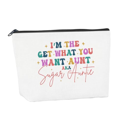 Make-up-Tasche zum Muttertag, Tante, Geschenke für Tante, Tante, Weihnachten, Geburtstag, Geschenke für Tante, Make-up-Taschen für Frauen, Kosmetiktaschen für Frauen (1 Stück), Sugar Auntie von BQXS
