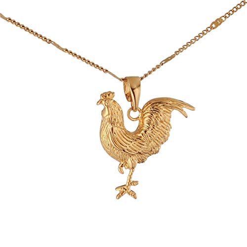 Trendiger Damenschmuck, 24 Karat vergoldet, Tierhahn, Huhn-Anhänger von BR Gold Jewelry