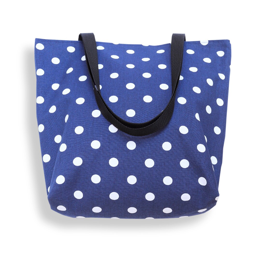 Handgemachte Navy Polka Dot Einkaufstasche Americana Markttasche Handgemachte Navy Polka Dot Einkaufstasche Americana Markttasche von BR20ten