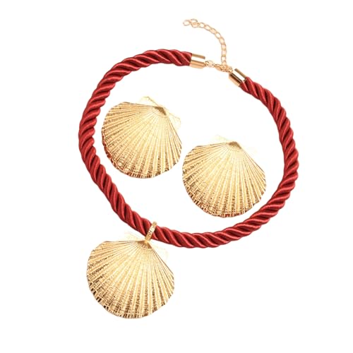BRABOSTON Anspruchsvoller Muschelanhänger, Halskette und Ohrringe, handgefertigtes Zubehör für Hochzeiten und Verabredungen, stilvoller Legierungsschmuck, Hochzeitsschmuck-Set, Einheitsgröße, Wie von BRABOSTON