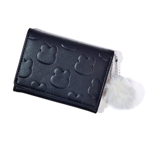 BRABOSTON Damen-Geldbörse, schlicht, dreifach gefaltet, PU-Leder, kurze Geldbörse, kleine Geldkarten-Halter, Tasche, kompakte Brieftaschen, Clutch-Geldbörse, Schwarz , Mass Beauty von BRABOSTON