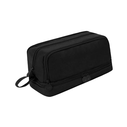 BRABOSTON Doppelschichtiges Federmäppchen, Stiftetasche, großes Fassungsvermögen, einfarbig, für die Schule, Schwarz von BRABOSTON