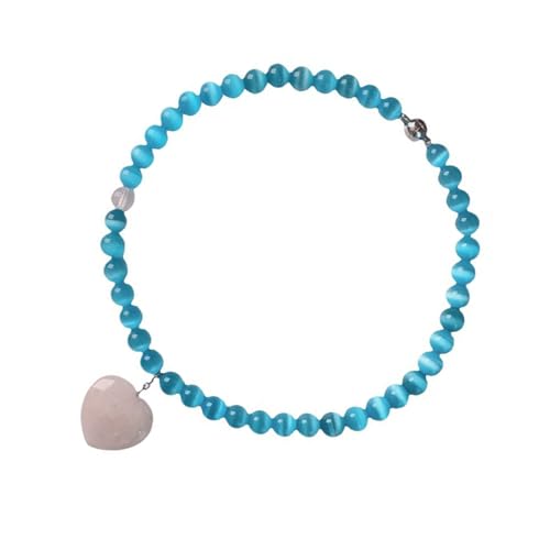 BRABOSTON Handgefertigte Halskette mit blauem Katzenaugen-Stein in Herzform, verleiht jedem Outfit einen Hauch von elegantem Charme. Für stilvolle Frauen tragen Sie blaue Katzenaugen-Stein-Halskette von BRABOSTON