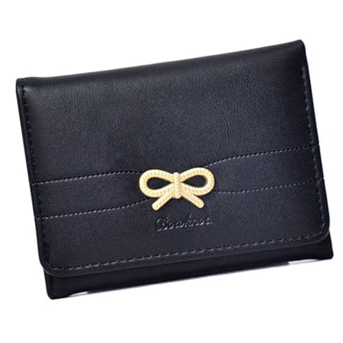 BRABOSTON Kleine kompakte Damen-Geldbörse, PU-Leder, Clutches, Kartenhalter, Damen-Geldbörse, Geldtasche, Clutch, dreifach gefaltete Geldbörsen für Damen, Schwarz , Mass Beauty von BRABOSTON