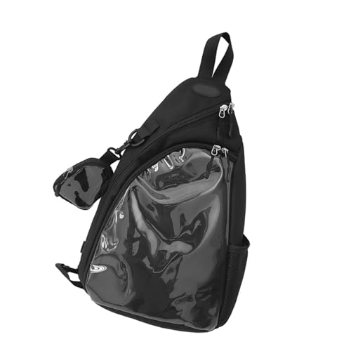 BRABOSTON Leichte Brusttasche mit durchsichtigem Design, modische Reise-Crossbody-Tasche für den täglichen Gebrauch, Schwarz , One Size von BRABOSTON
