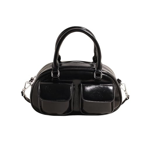 BRABOSTON Moderne Damen-Umhängetasche, einzigartige Leder-Umhängetasche, Tragegriff oben, Handtasche, Umhängetasche mit reichlich Stauraum, gesteppte Schultertasche, Schwarz , One Size von BRABOSTON