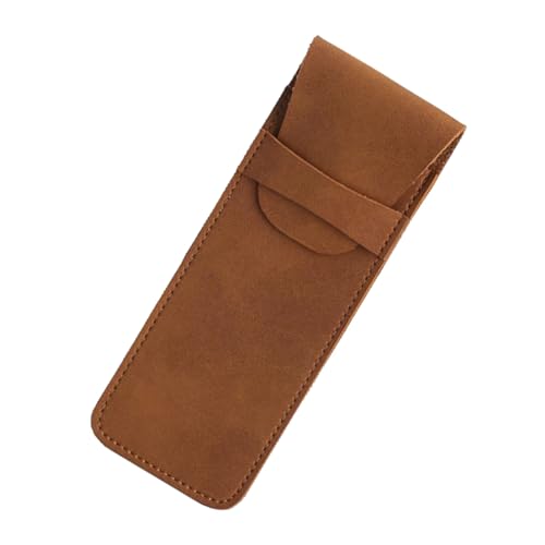 BRABOSTON Schüler-Federmäppchen, Federmäppchen, Leder, Stiftetasche für die Organisation von Schulbedarf, einfaches Federmäppchen, Retro-Organizer-Box, braun von BRABOSTON