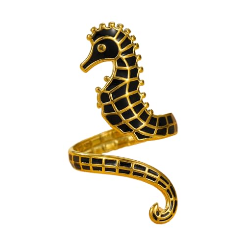 BRABOSTON Stilvolle Seepferdchen-Ringe aus Legierung mit Öltropfen-Detail, ideal für Verbraucher, die nach individuellem Schmuck für Erwachsene suchen, Einheitsgröße, Wie beschrieben, Wie beschrieben von BRABOSTON