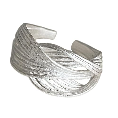 BRABOSTON Verstellbare, offene Bandringe, elegant, matt, offene Ringe für Damen, mit flexibler Größe und unverwechselbarem Linienmuster, minimalistischer Schmuck von BRABOSTON