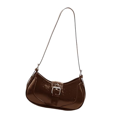 Damen Schultertasche Handtasche PU Leder Achseltaschen Achseltaschen Achseltasche mit Schnalle für tägliches Pendeln oder Freizeit Reisen Stilvolle Damen Handtasche, coffee, One Size von BRABOSTON