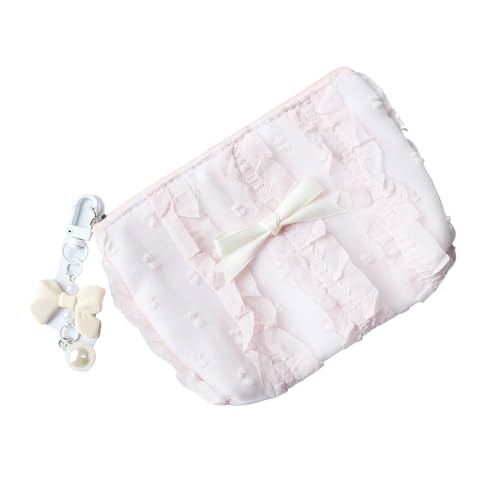 Kleine Geldbörse aus Segeltuch mit Spitzenschleifen, Make-up-Tasche, Münzaufbewahrung, organisierte Kosmetiktasche für Damen und Mädchen, Reise-Make-up-Tasche, B, Mass Beauty von BRABOSTON
