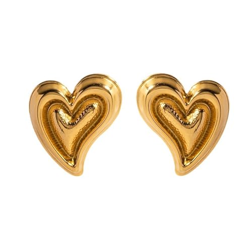 Modische Ohrstecker mit Schleife, Herzform, gestreift, schlicht, elegant, Schmuck, für Damen und Mädchen, Einheitsgröße, Wie beschrieben, Wie beschrieben von BRABOSTON