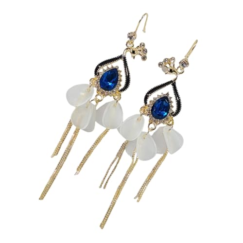 Modische Pfauen-Ohrringe aus Legierung, attraktive Pfauen-inspirierte Tropfen-Ohrringe mit schimmernden Kristallen für Versammlungen, Modeschmuck für Damen von BRABOSTON