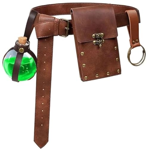 Renaissances Pu Gürtel Fannys Pack Taschen Zubehör Halloween Party Cosplay Kostüme Mittelalter Ritter Kostüm Mittelalter Pirat Leder, Brauner normaler Anzug, Einheitsgröße, Mass Beauty von BRABOSTON