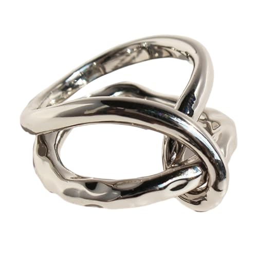 Stilvolle, doppelreihige abstrakte Ringe, eleganter, einzigartiger Schmuck, künstlerische Messingstruktur, geeignet für Haltbarkeit, Party-Accessoire, Einheitsgröße, Wie beschrieben, Wie beschrieben von BRABOSTON