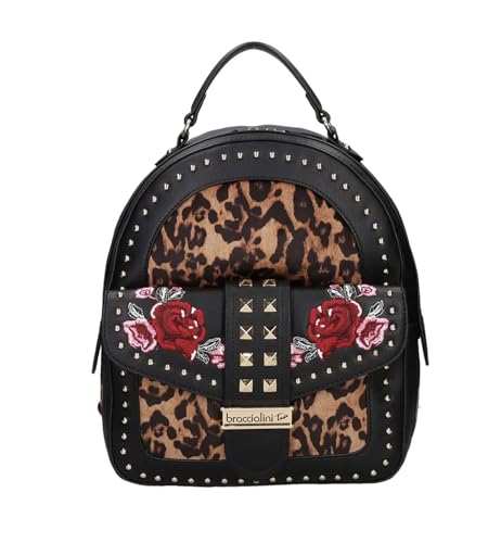 BRACCIALINI Rock Damen Rucksack aus schwarzem Kunstleder Taschengröße: Medium von Braccialini