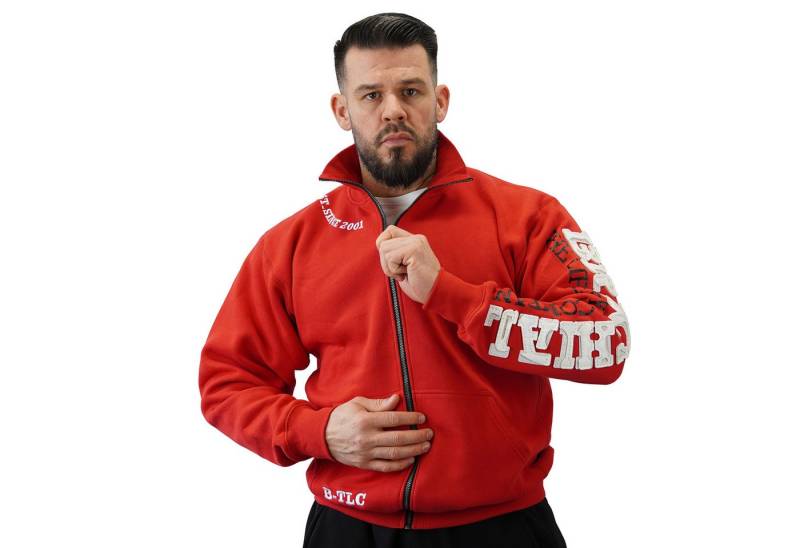 BRACHIAL THE LIFESTYLE COMPANY Trainingsjacke Brachial Zip-Sweater "Gym" rot/weiß von BRACHIAL THE LIFESTYLE COMPANY