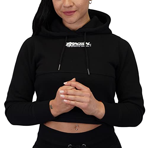 Brachial Premium Frauen Kapuzenpullover Lucky Schwarz M - Cropped Hoodie Sweatshirt für Sportlerinnen von BRACHIAL THE LIFESTYLE COMPANY