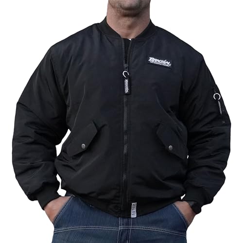 Brachial Premium Herren Fliegerjacke Sign Schwarz L - Bomberjacke Übergangsjacke für Bodybuilder Sportler von BRACHIAL THE LIFESTYLE COMPANY
