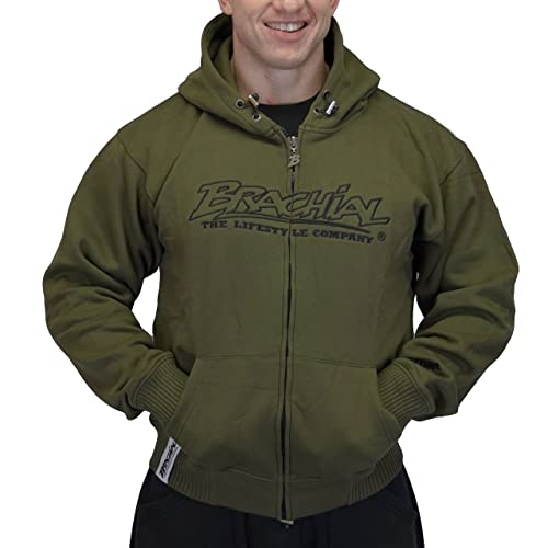 Brachial Premium Herren Kapuzenjacke Gain Grün 4XL - Hoodie Sweatjacke Sweatshirt Jacke mit Kapuze für Bodybuilder Sportler von BRACHIAL THE LIFESTYLE COMPANY