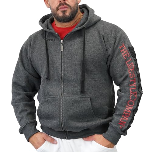 Brachial Premium Herren Kapuzenjacke Gym Graumeliert 2XL - Hoodie Sweatjacke Sweatshirt Jacke mit Kapuze für Bodybuilder Sportler von BRACHIAL THE LIFESTYLE COMPANY