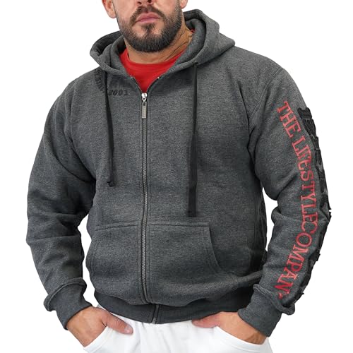 Brachial Premium Herren Kapuzenjacke Gym Graumeliert XL - Hoodie Sweatjacke Sweatshirt Jacke mit Kapuze für Bodybuilder Sportler von BRACHIAL THE LIFESTYLE COMPANY