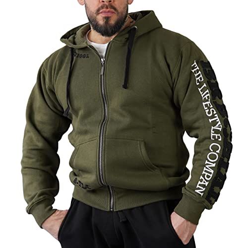 Brachial Premium Herren Kapuzenjacke Gym Grün L - Hoodie Sweatjacke Sweatshirt Jacke mit Kapuze für Bodybuilder Sportler von BRACHIAL THE LIFESTYLE COMPANY