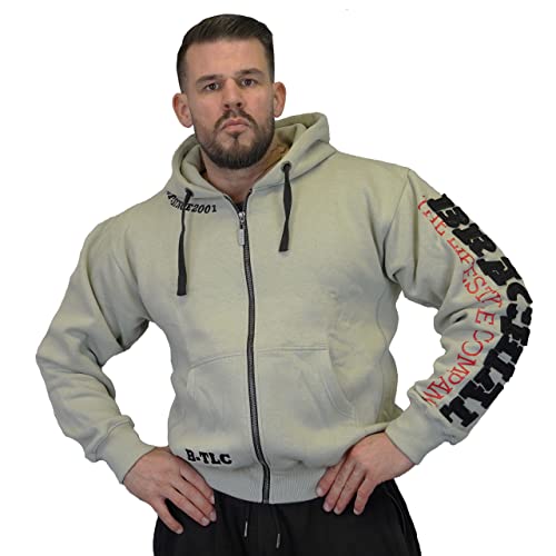 Brachial Premium Herren Kapuzenjacke Gym Hellgrau 2XL - Hoodie Sweatjacke Sweatshirt Jacke mit Kapuze für Bodybuilder Sportler von BRACHIAL THE LIFESTYLE COMPANY