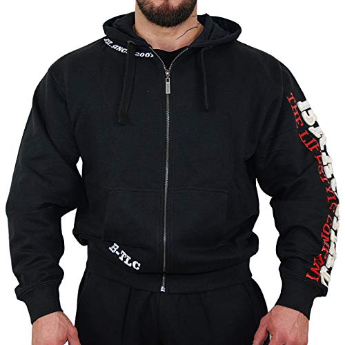 Brachial Premium Herren Kapuzenjacke Gym Schwarz/Weiß L - Hoodie Sweatjacke Sweatshirt Jacke mit Kapuze für Bodybuilder Sportler von BRACHIAL THE LIFESTYLE COMPANY