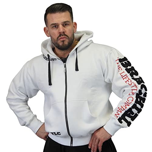 Brachial Premium Herren Kapuzenjacke Gym Weiß S - Hoodie Sweatjacke Sweatshirt Jacke mit Kapuze für Bodybuilder Sportler von BRACHIAL THE LIFESTYLE COMPANY