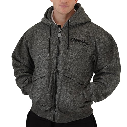 Brachial Premium Herren Kapuzenjacke HDZC-Reed Grau 2XL - Hoodie Sweatjacke Sweatshirt Jacke mit Kapuze für Bodybuilder Sportler von BRACHIAL THE LIFESTYLE COMPANY
