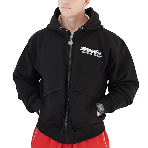 Brachial Premium Herren Kapuzenjacke HDZC-Reed Schwarz M - Hoodie Sweatjacke Sweatshirt Jacke mit Kapuze für Bodybuilder Sportler von BRACHIAL THE LIFESTYLE COMPANY