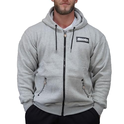 Brachial Premium Herren Kapuzenjacke Rude Grau 2XL - Hoodie Sweatjacke Sweatshirt Jacke mit Kapuze für Bodybuilder Sportler von BRACHIAL THE LIFESTYLE COMPANY