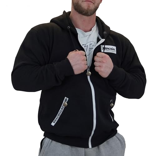 Brachial Premium Herren Kapuzenjacke Rude Schwarz 2XL - Hoodie Sweatjacke Sweatshirt Jacke mit Kapuze für Bodybuilder Sportler von BRACHIAL THE LIFESTYLE COMPANY