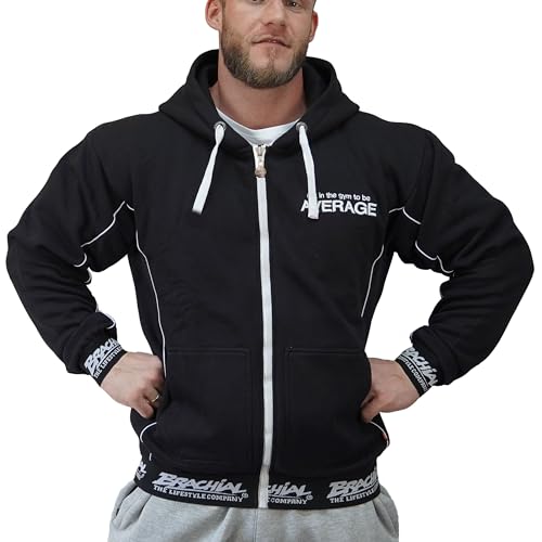 Brachial Premium Herren Kapuzenjacke Spacy Schwarz 2XL - Hoodie Sweatjacke Sweatshirt Jacke mit Kapuze für Bodybuilder Sportler von BRACHIAL THE LIFESTYLE COMPANY