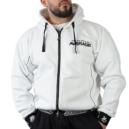 Brachial Premium Herren Kapuzenjacke Spacy Weiß 2XL - Hoodie Sweatjacke Sweatshirt Jacke mit Kapuze für Bodybuilder Sportler von BRACHIAL THE LIFESTYLE COMPANY