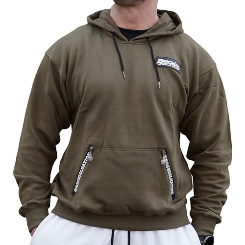 Brachial Premium Herren Kapuzenpullover Rude Grün L - Hoodie Sweatshirt Pullover mit Kapuze für Bodybuilder Sportler von BRACHIAL THE LIFESTYLE COMPANY