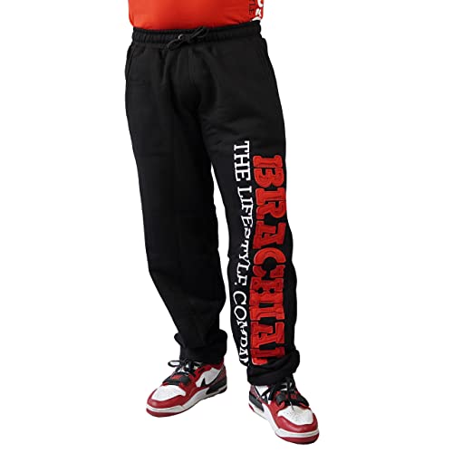 Brachial Premium Herren Sporthose Gym Schwarz/Rot L - Trainingshose Jogginghose Sweatpants für Bodybuilding Fitness Freizeit von BRACHIAL THE LIFESTYLE COMPANY