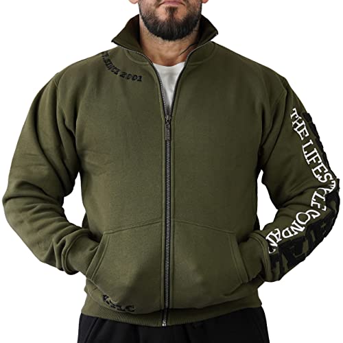 Brachial Premium Herren Sweatjacke Gym Grün 3XL - Freizeitjacke Trainingsjacke für Bodybuilder Sportler von BRACHIAL THE LIFESTYLE COMPANY