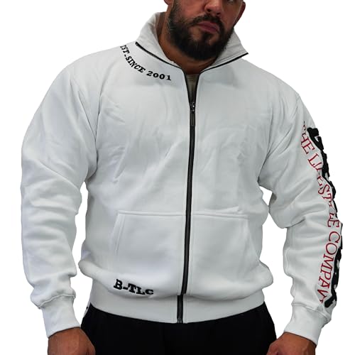 Brachial Premium Herren Sweatjacke Gym Weiß XL - Freizeitjacke Trainingsjacke für Bodybuilder Sportler von BRACHIAL THE LIFESTYLE COMPANY