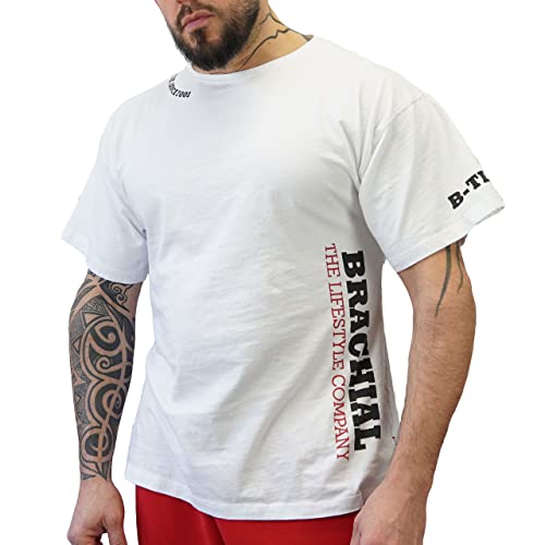 Brachial Premium Herren T-Shirt Gym Loose-Fit Weiß 3XL - für Freizeit Bodybuilding Workout Gym Kraftsport Fitness von BRACHIAL THE LIFESTYLE COMPANY