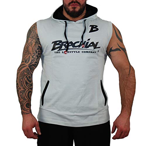 Brachial Premium Herren Tank-Top Boxer mit Kapuze Grau XL - für Fitness Bodybuilding Workout Gym Kraftsport Freizeit von BRACHIAL THE LIFESTYLE COMPANY