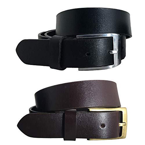BRADLEY CROMPTON Herren (2er Set Gürtel) Twins Pack Multipack Voll Echtleder Grain Leasure Freizeit Formale Gürtel (115 cm/ 42 Inches) von BRADLEY CROMPTON