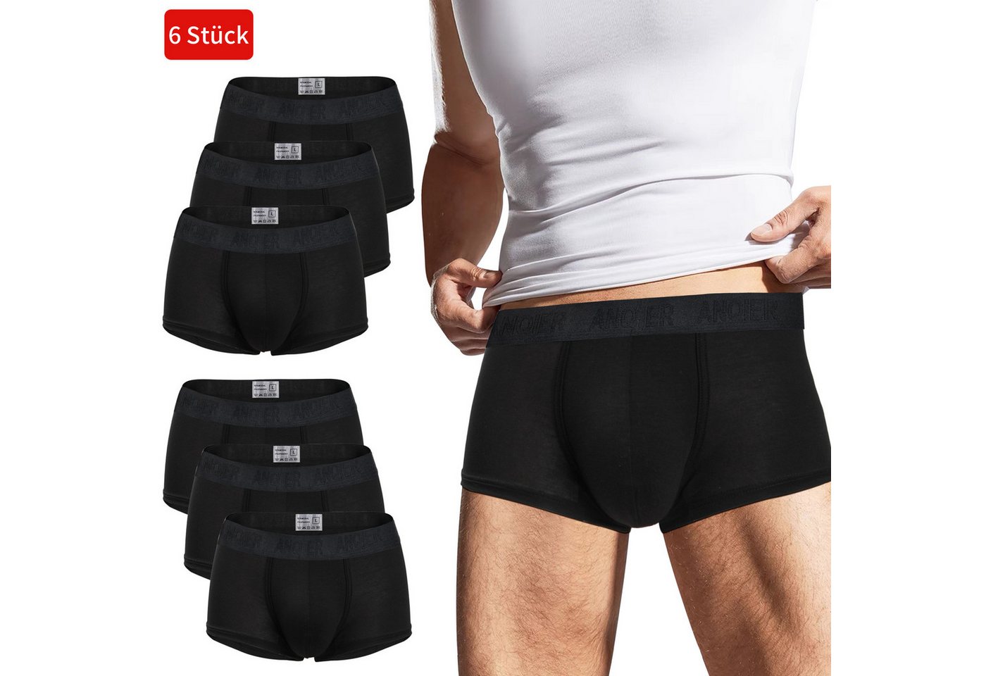 BRAIDOL Boxershorts Boxershorts Herren 6 Pack Baumwolle Unterhosen Männer (Ohne Kratzenden Zettel Männer Unterwäsche) Atmungsaktiv und Weiche Herrenunterwäsche von BRAIDOL