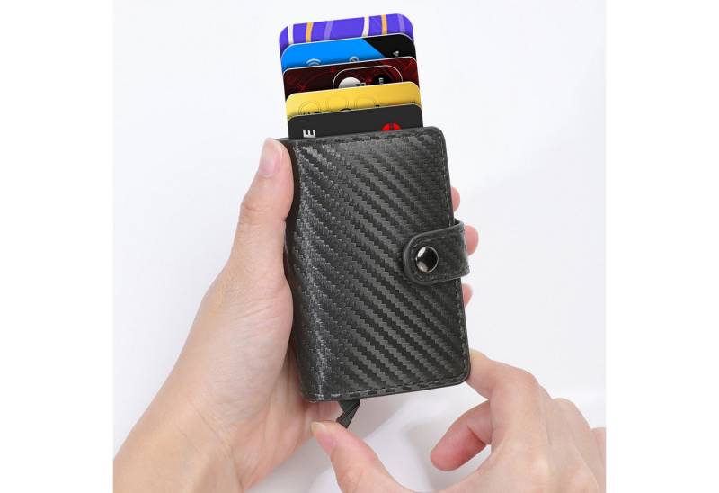BRAIDOL Geldbörse Herren Geldbörse Cardholder,mit RFID Schutz,Mini Geldbörse Kartenetui (Mini Geldbörse Herren & Damen, Kreditkartenetui mit Münzfach & RFID-Schutz Smart Wallet), Geldbeutel Automatisch Pop Up für 6 Karten,Mini Geldbörse von BRAIDOL