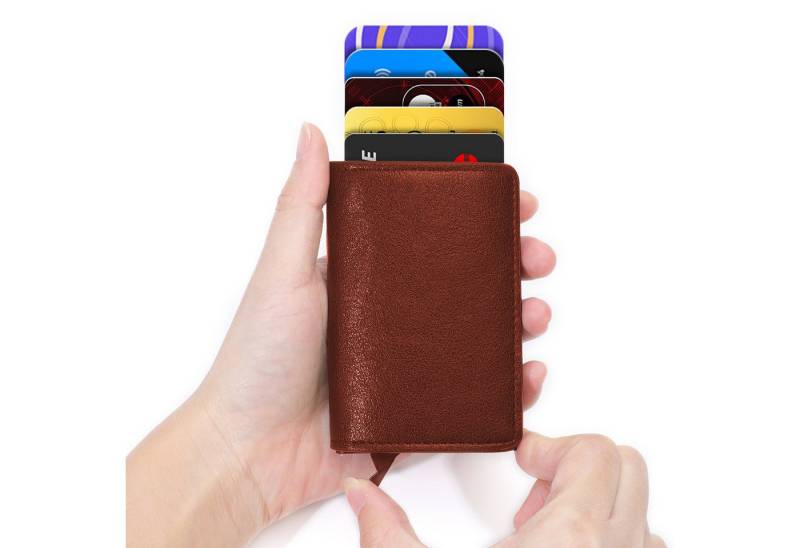 BRAIDOL Geldbörse Herren Geldbörse Cardholder,mit RFID Schutz,Mini Geldbörse Kartenetui (Mini Geldbörse Herren & Damen, Kreditkartenetui mit Münzfach & RFID-Schutz Smart Wallet), Geldbeutel Automatisch Pop Up für 6 Karten,Mini Geldbörse von BRAIDOL