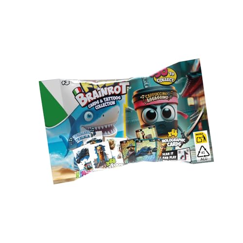 BRAINROT Kinder Tattoo Holographische Karten Original, Lizenzprodukt World Kidz von BRAINROT